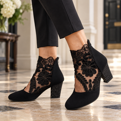 Miriam Wide-Fit Comfort Heels worn by a mature model in an Irish editorial setting