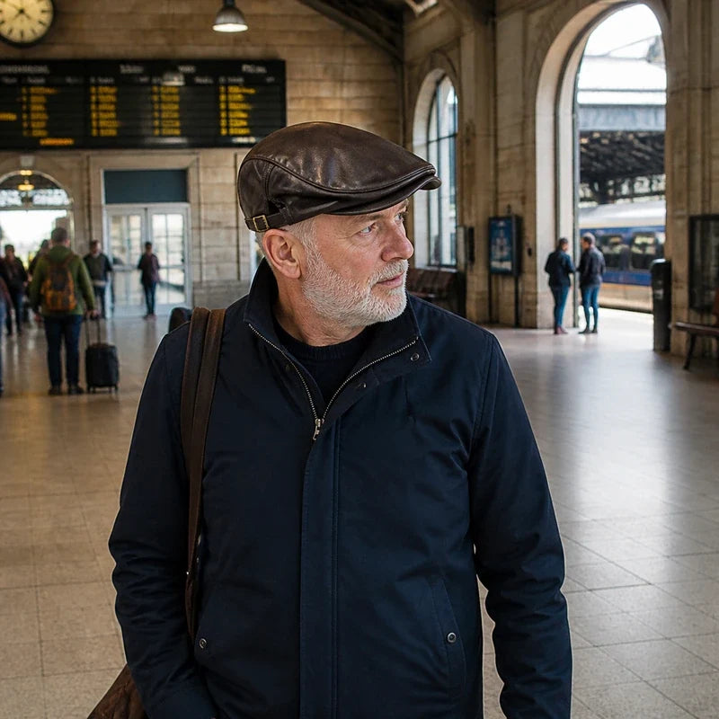 Andrew Leather Driver Paddy Cap