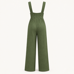 Sadhbh Pleated Jumpsuit – Army Green – studio back