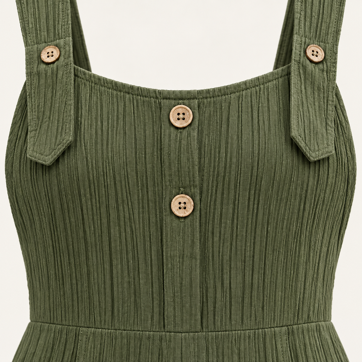 Sadhbh Pleated Jumpsuit – Army Green – studio detail