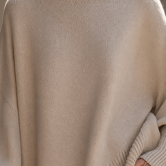 Shannon Relaxed Knit Jumper on a mature woman; AI-edited model