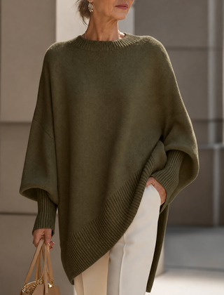 Shannon Relaxed Knit Jumper on a mature woman; AI-edited model
