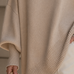 Shannon Relaxed Knit Jumper on a mature woman; AI-edited model
