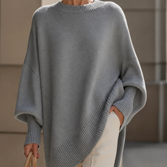 Shannon Relaxed Knit Jumper on a mature woman; AI-edited model