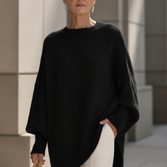 Shannon Relaxed Knit Jumper on a mature woman; AI-edited model