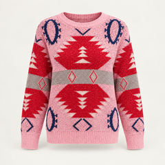Sheila Contrast Chenille Jumper – Pink – studio front