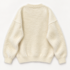 Tara Bear Jacquard Jumper – White Bear – studio back