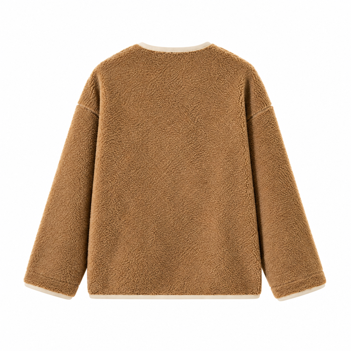 Treasa Textured Button Cardigan – Camel – studio back